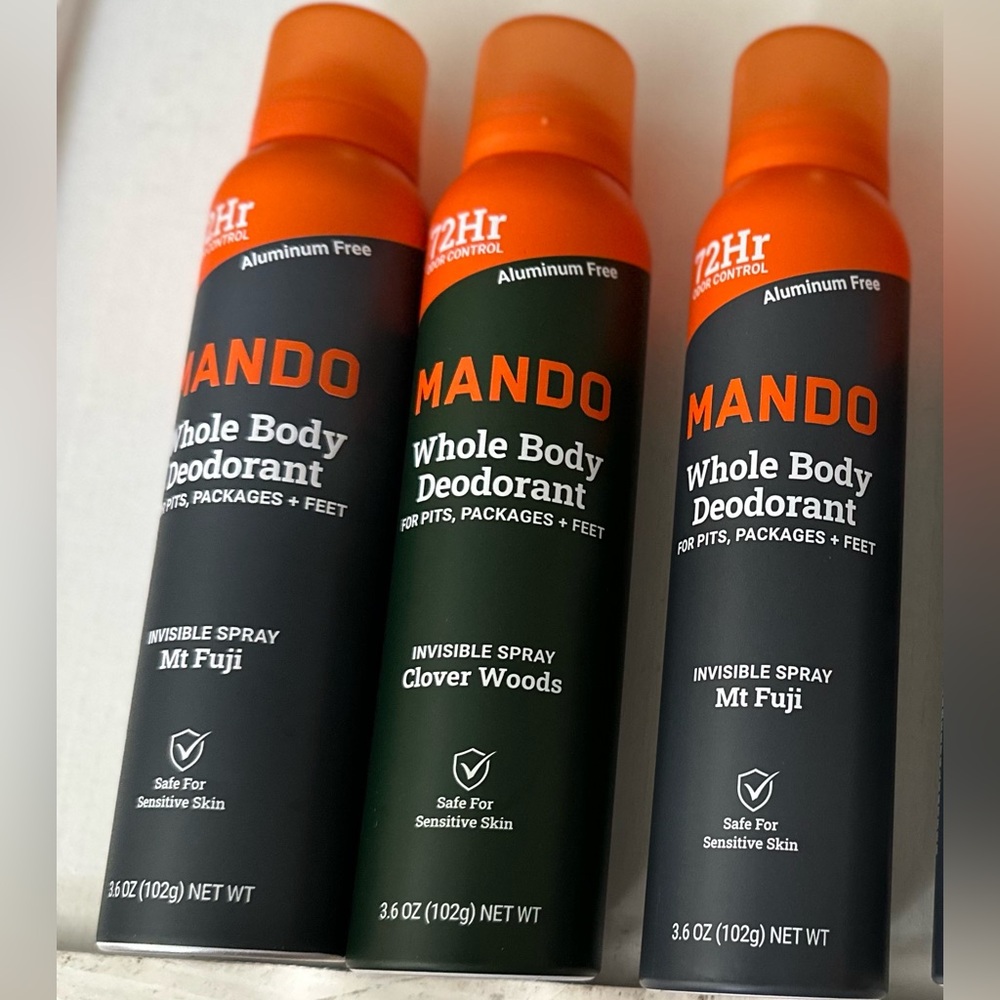 MANDO 3 x Men’s Whole Body Invisible Deodorant Spray -Mt Fuji & Clover Woods NWT